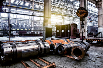 Large steel machine in factory interior