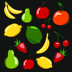 pattern with delicious fruits, vector images, bright colors