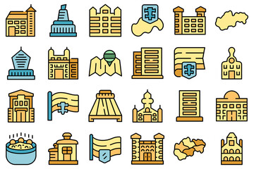 Obraz premium Slovakia icons set outline vector. City country. Culture castle