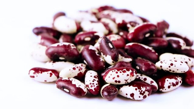 Red Anasazi Beans isolated on a white background. Spotted beans.Kidney beans.Haricot beans .