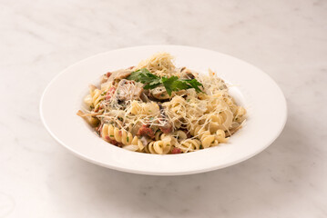 short pasta with chicken and vegetables