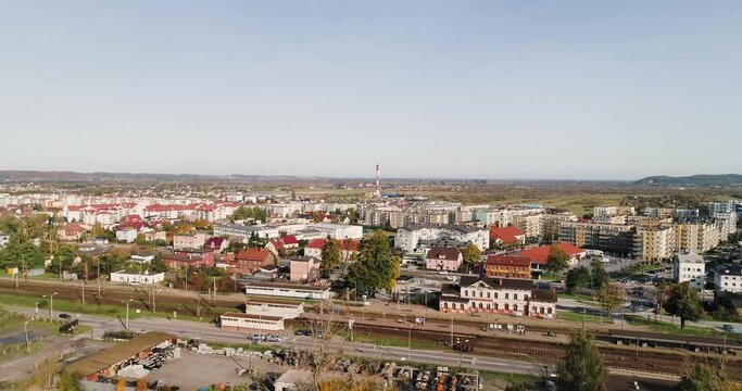 Aerial view of Reda, town in Poland, Europe
