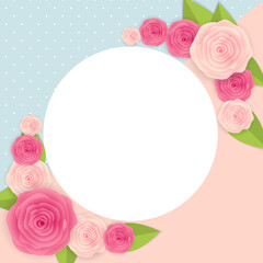 Cute Background with Frame and Flowers Collection Set. Illustration . Square Template for social networks and messengers