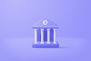 3d minimal bank deposit and withdrawal, transactions service of money, banking financial concept. bank building with cartoon icon style on background. 3d bank vector render on isolated blue background - obrazy, fototapety, plakaty