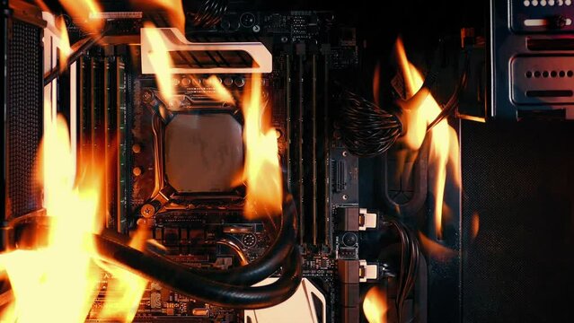 Computer Motherboard Bursts Into Flames