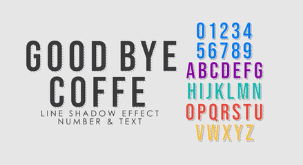 Obraz premium Simple alphabet letter and number design template with dashed line effect. Uppercase font set. Vector illustration.