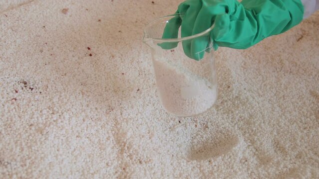 urea nitrogen fertilizer grain detail with selective focus