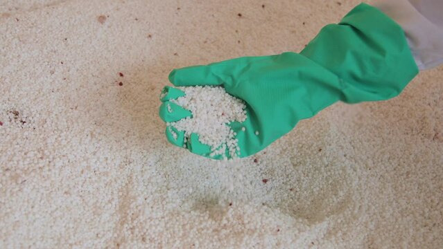 urea nitrogen fertilizer grain detail with selective focus