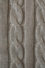 close up of soft gray Cashmere Cable Knit pattern texture background