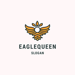 Eagle crown vintage emblem badge logo design, Luxury line art