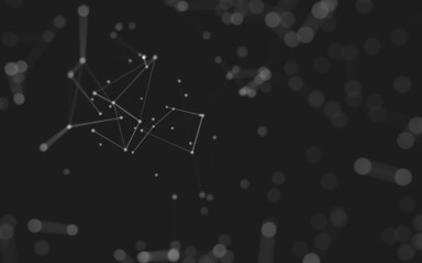 Abstract background. Molecules technology with polygonal shapes, connecting dots and lines. Connection structure. Big data visualization.