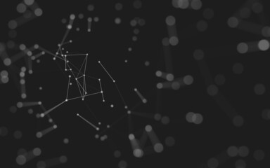 Abstract background. Molecules technology with polygonal shapes, connecting dots and lines. Connection structure. Big data visualization.