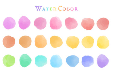 レインボーカラーの水彩タッチアイコンセット