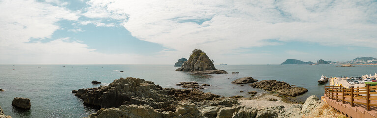 Fototapeta na wymiar View of Oryukdo islands and sea in Busan, Korea