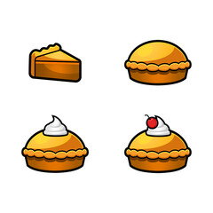Cute cartoon pie slices set, vector illustration © aldonat