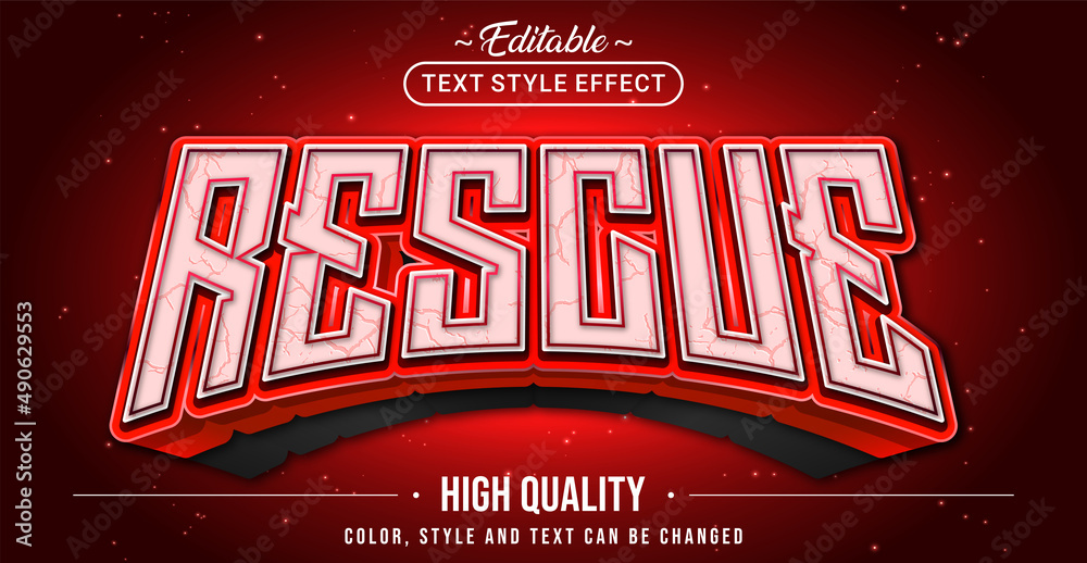 Poster Editable text style effect - Rescue text style theme.