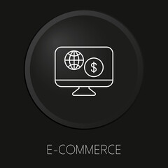 e-commerce minimal vector line icon on 3D button isolated on black background. Premium Vector.