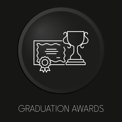 Obraz na płótnie Canvas Graduation awards minimal vector line icon on 3D button isolated on black background. Premium Vector.