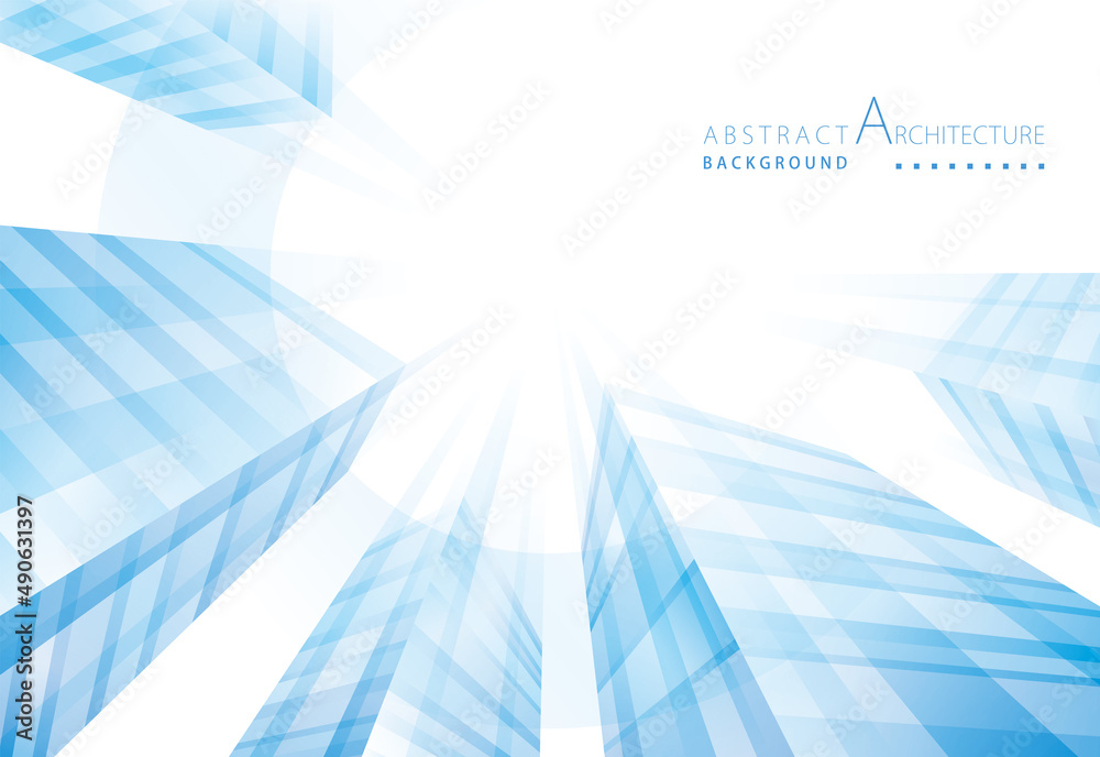 Aufkleber 3d illustration blue perspective render structure modern geometric abstract background. architectura