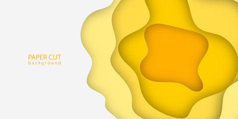Banner with 3D paper cut design yellow color. vector abstract background. layout blank use for text message presentations. yellow color wallpaper.