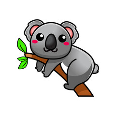 cute koala climbing tree, vector illustration