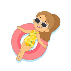 Beautiful Woman Having Fun at Swimming Pool with Inflatable Ring
