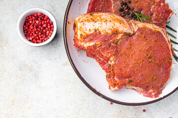 raw steak pork meat beef lamb fresh meal food diet snack on the table copy space food background 