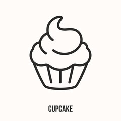 Cupcake icon badge bakery for design menu cafe, label and packaging.
