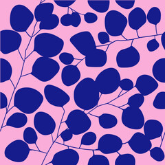 Decorative seamless pattern with eucalyptus branches on white. Ideal for fabric, wallpaper, wrapping paper, pattern filling, textiles, web page textures