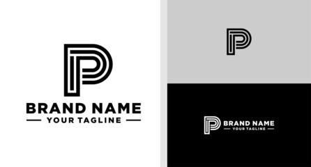 LETTER P LOGO MONOGRAM LINE EDITABLE