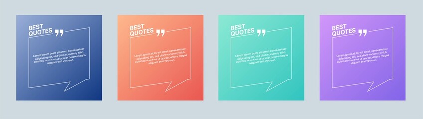 Set of social media post design template for quotes. Quote box frame set.