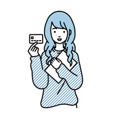 立って書類とカードを手に持つリモートワークの女性