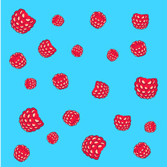 Seamless vector pattern of raspberries