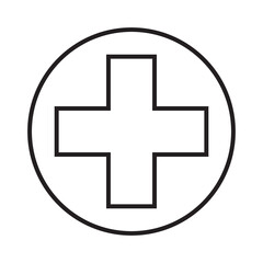 Cross simple medical icon in trendy line style isolated on white background for web apps and mobile concept. Illustration