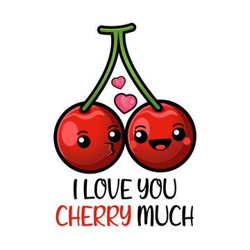 Cute Red Cherries Couple With Pun Quotes