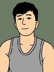 cute man cartoon on green background