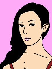 cute woman cartoon on pink background