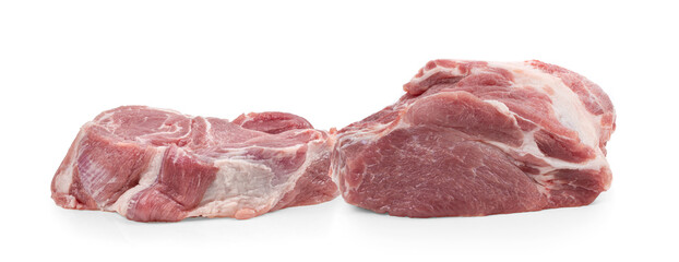 Raw pork on white background