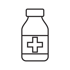 Fototapeta premium Bottle simple medical icon in trendy line style isolated on white background for web apps and mobile concept. Illustration