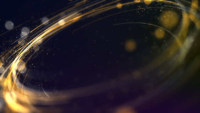Gold lights awards with particles elegance abstract background.