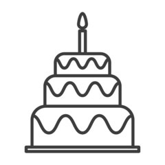 Birthday Cake. Simple food icon in trendy style isolated on white background for web apps and mobile concept. Illustration