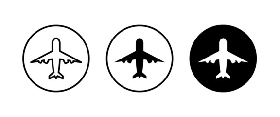 Plane, aircraft, Airplane travel, air plane flight icons button, vector, sign, symbol, logo, illustration, editable stroke, flat design style isolated on white linear pictogram