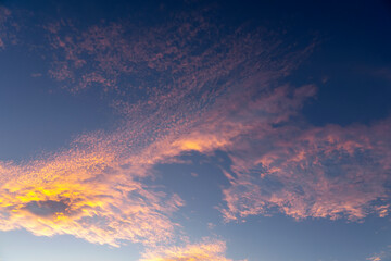 Texture of bright evening sky during sunset