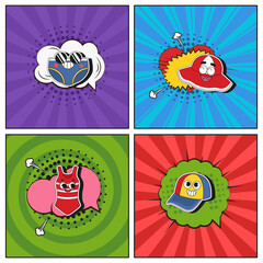 Hand drawn flat trendy cartoon elements collection Children Summer