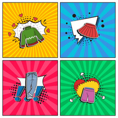 Hand drawn flat trendy cartoon elements collection clothes