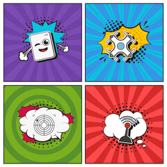 Hand drawn flat trendy cartoon elements collection Binary code