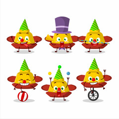 Cartoon character of yellow chinese hat with various circus shows