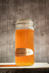 fresh home made kombucha, fermented fungus tea, healthy lifestyle