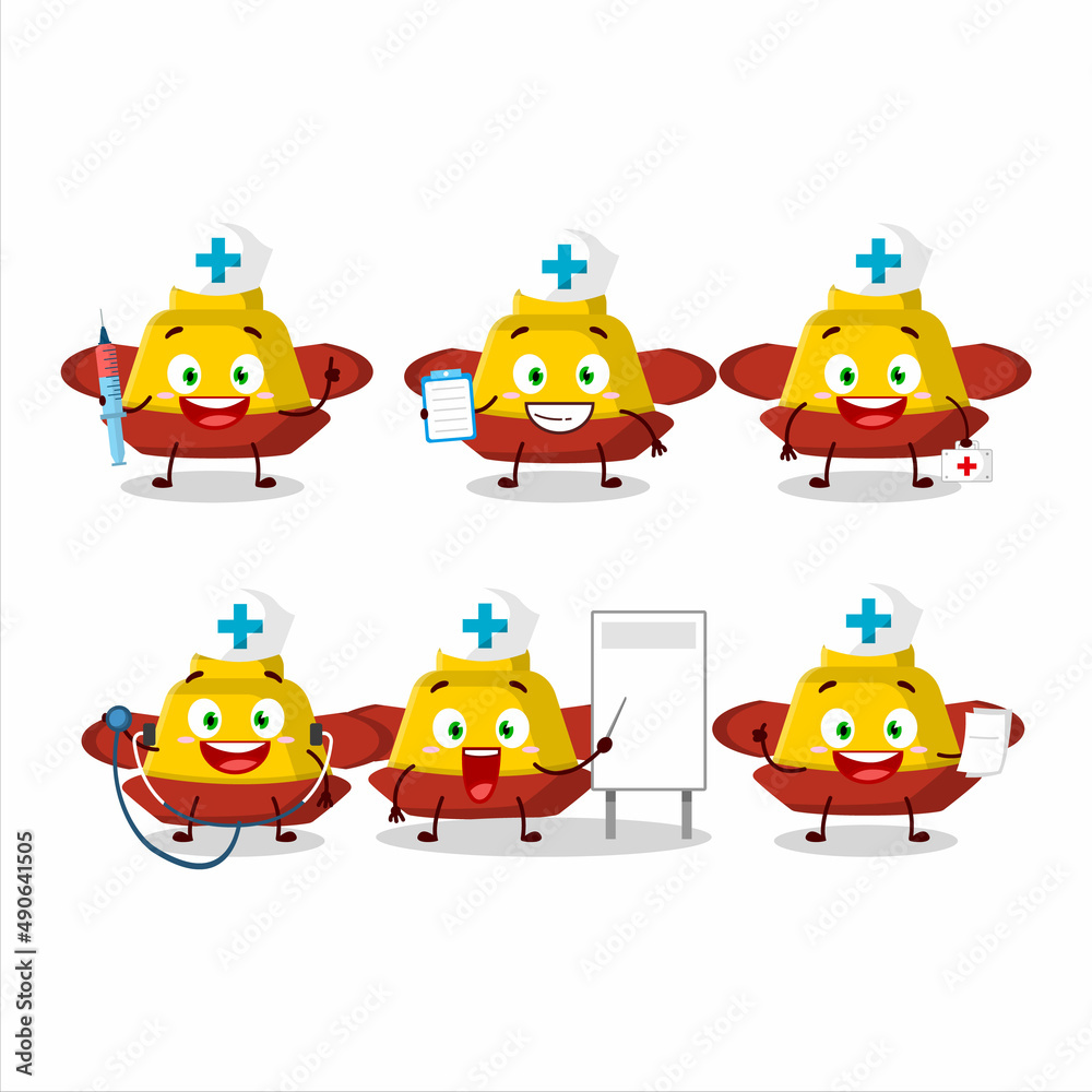 Canvas Prints Doctor profession emoticon with yellow chinese hat cartoon character