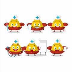 Naklejka premium Doctor profession emoticon with yellow chinese hat cartoon character